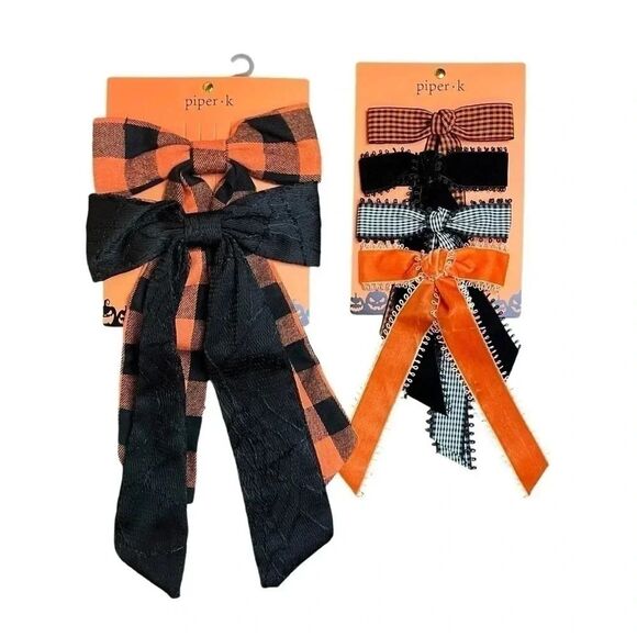 Piper K | Halloween Spooky Season Hair Bow Clips Set of 2 - Picture 1 of 3